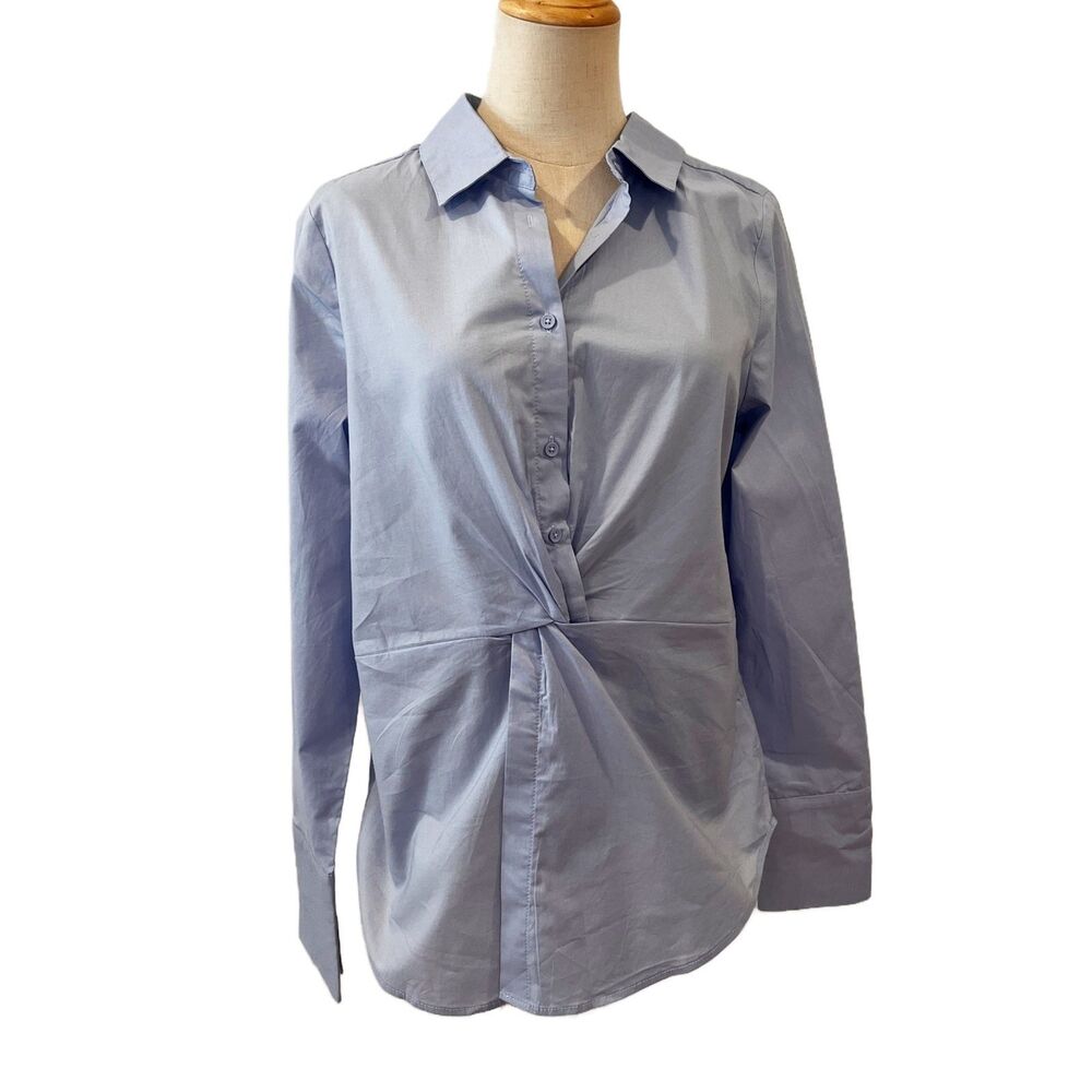 Lola River Gemini Button Front Shirt Kwai Blue Small NEW Popover